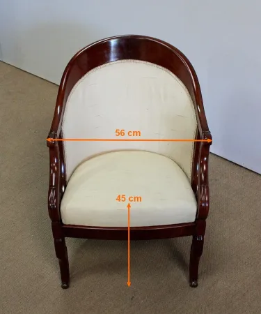 Paire de Fauteuils Gondoles en Acajou massif, époque Restauration – Début XIXe