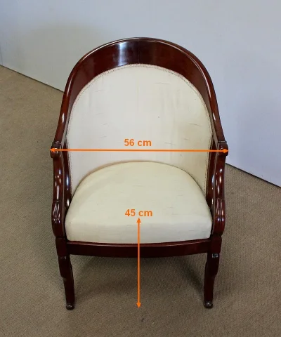 Paire de Fauteuils Gondoles en Acajou massif, époque Restauration – Début XIXe
