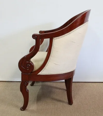 Paire de Fauteuils Gondoles en Acajou massif, époque Restauration – Début XIXe