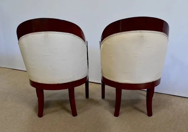 Paire de Fauteuils Gondoles en Acajou massif, époque Restauration – Début XIXe