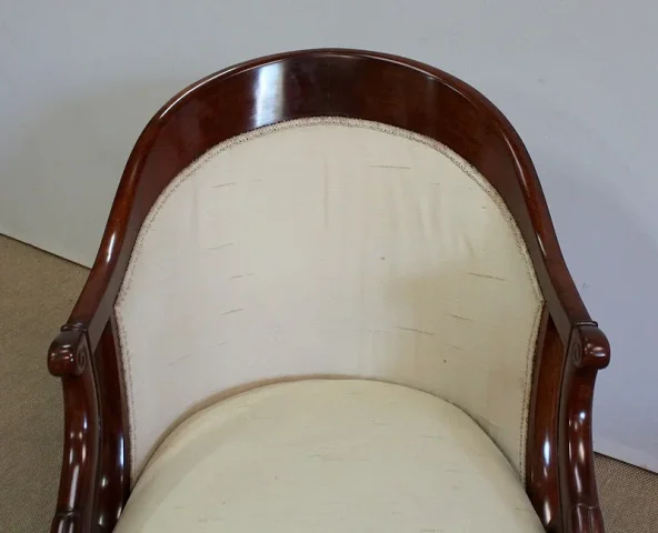 Paire de Fauteuils Gondoles en Acajou massif, époque Restauration – Début XIXe