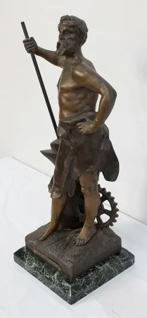 Bronze à Patine Brune et Dorée, « Le Travail », par Rousseau – Début XXe