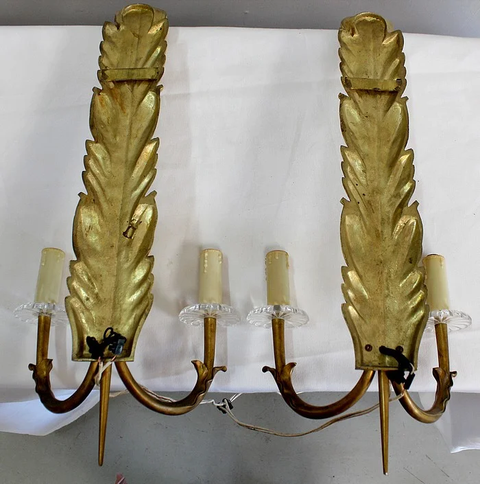 Paire d’Appliques en Bronze Doré – 1950
