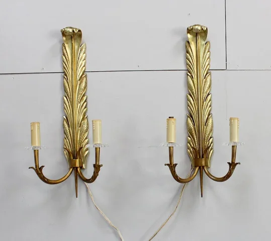 Paire d’Appliques en Bronze Doré – 1950