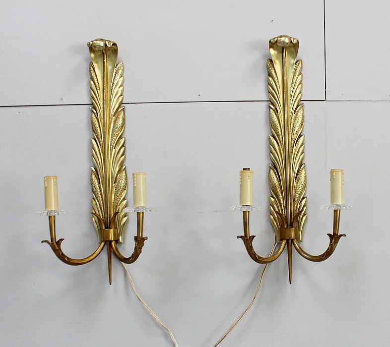 Paire d’Appliques en Bronze Doré – 1950