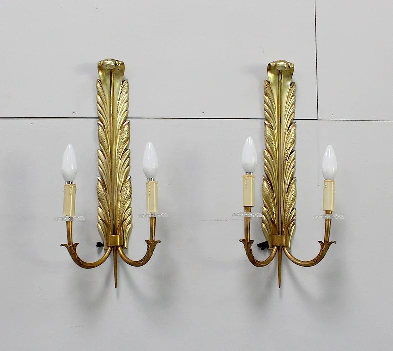 Paire d’Appliques en Bronze Doré – 1950