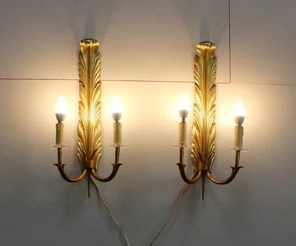 Paire d’Appliques en Bronze Doré – 1950