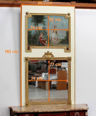 Grand Miroir Trumeau, style Louis XVI - 2ème moitié du XIXe