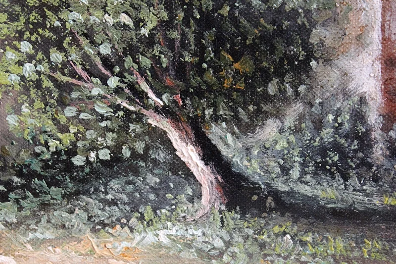 Tableau 'Village de campagne' signé Vallet - XIXe