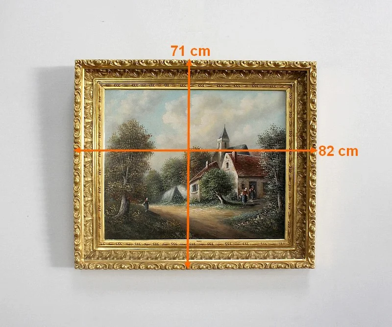 Tableau 'Village de campagne' signé Vallet - XIXe