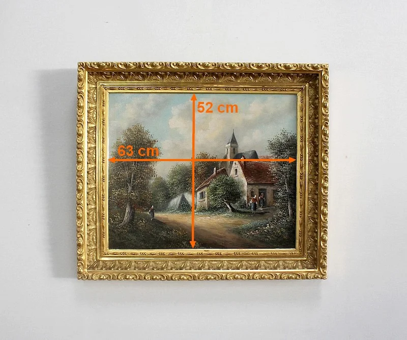 Tableau 'Village de campagne' signé Vallet - XIXe