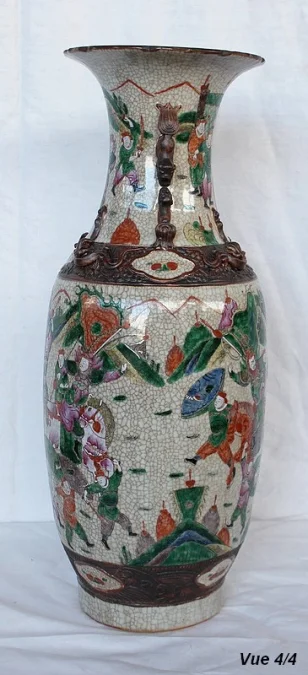 Grand Vase Balustre, en Porcelaine de Canton Craquelée, Chine – XIXe