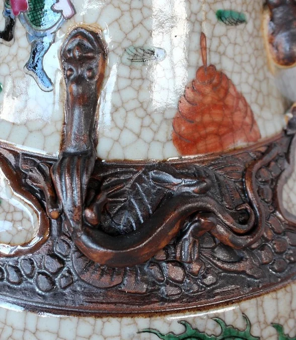 Grand Vase Balustre, en Porcelaine de Canton Craquelée, Chine – XIXe