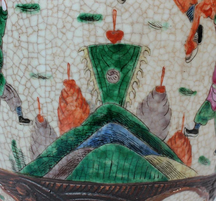 Grand Vase Balustre, en Porcelaine de Canton Craquelée, Chine – XIXe
