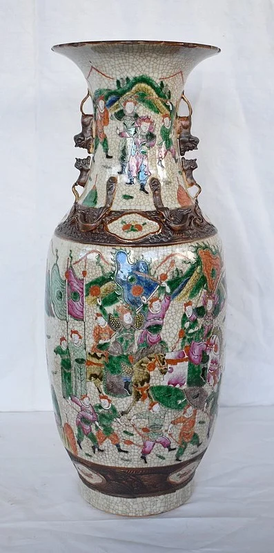 Grand Vase Balustre, en Porcelaine de Canton Craquelée, Chine – XIXe