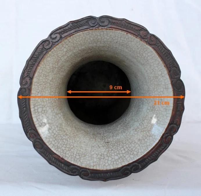 Grand Vase Balustre, en Porcelaine de Canton Craquelée, Chine – XIXe