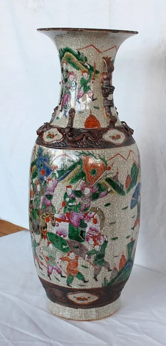 Grand Vase Balustre, en Porcelaine de Canton Craquelée, Chine – XIXe