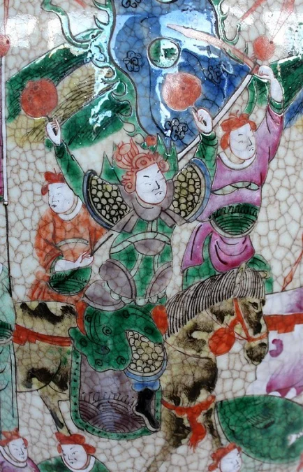 Grand Vase Balustre, en Porcelaine de Canton Craquelée, Chine – XIXe