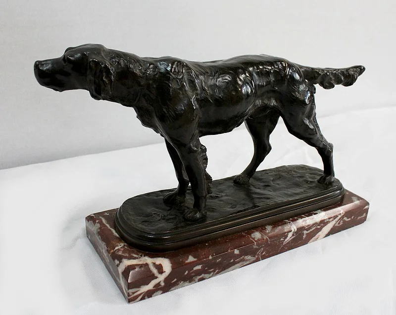 Bronze « Chien de Chasse à l’arrêt » de E. de Gaspary – Fin XIXe