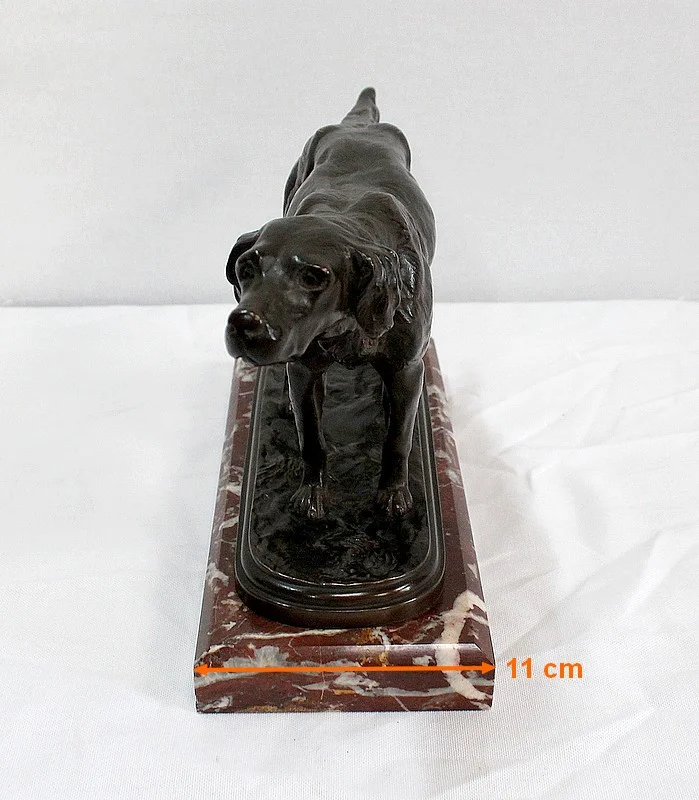 Bronze « Chien de Chasse à l’arrêt » de E. de Gaspary – Fin XIXe