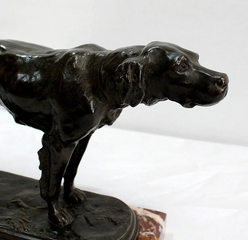 Bronze « Chien de Chasse à l’arrêt » de E. de Gaspary – Fin XIXe