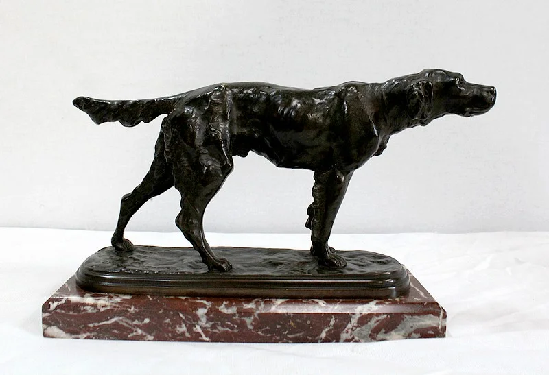 Bronze « Chien de Chasse à l’arrêt » de E. de Gaspary – Fin XIXe
