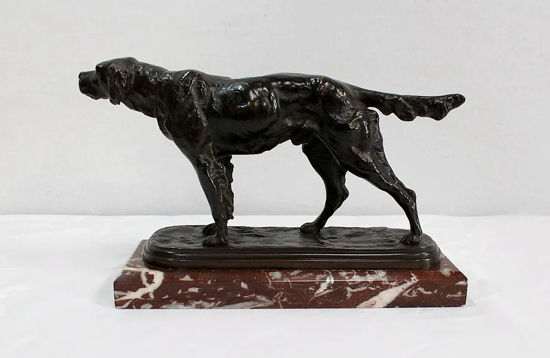 Bronze « Chien de Chasse à l’arrêt » de E. de Gaspary – Fin XIXe