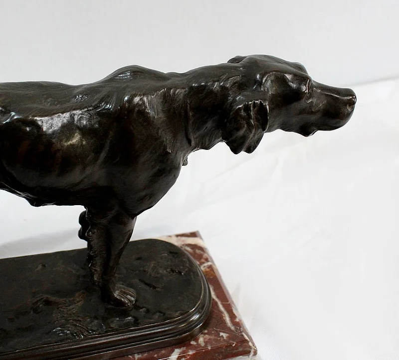 Bronze « Chien de Chasse à l’arrêt » de E. de Gaspary – Fin XIXe