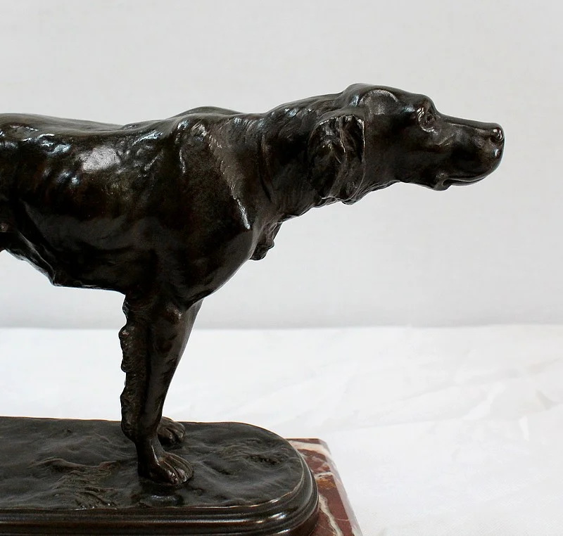 Bronze « Chien de Chasse à l’arrêt » de E. de Gaspary – Fin XIXe