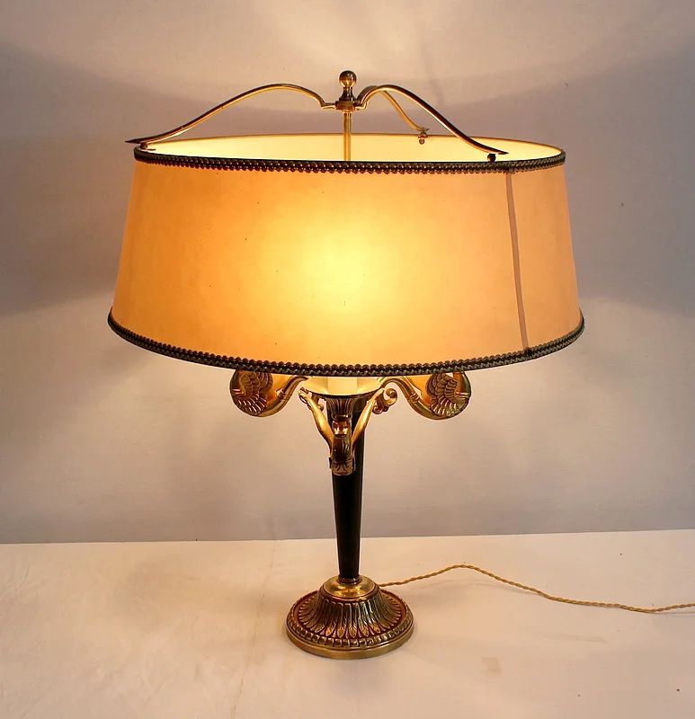 Importante Lampe en Laiton Doré, style Empire - Début XXe