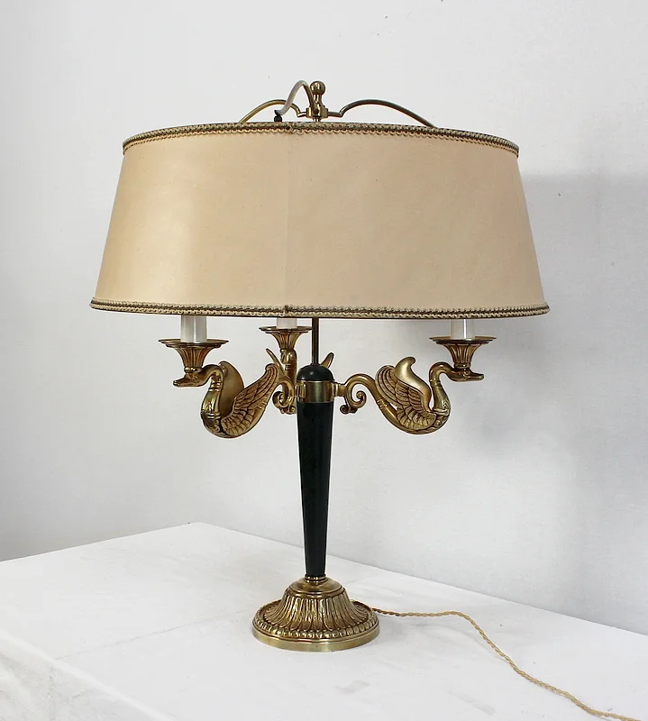 Importante Lampe en Laiton Doré, style Empire - Début XXe
