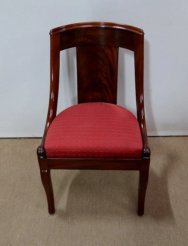 Suite de quatre Chaises Gondoles en Acajou, époque Restauration – 1ère partie du XIXe