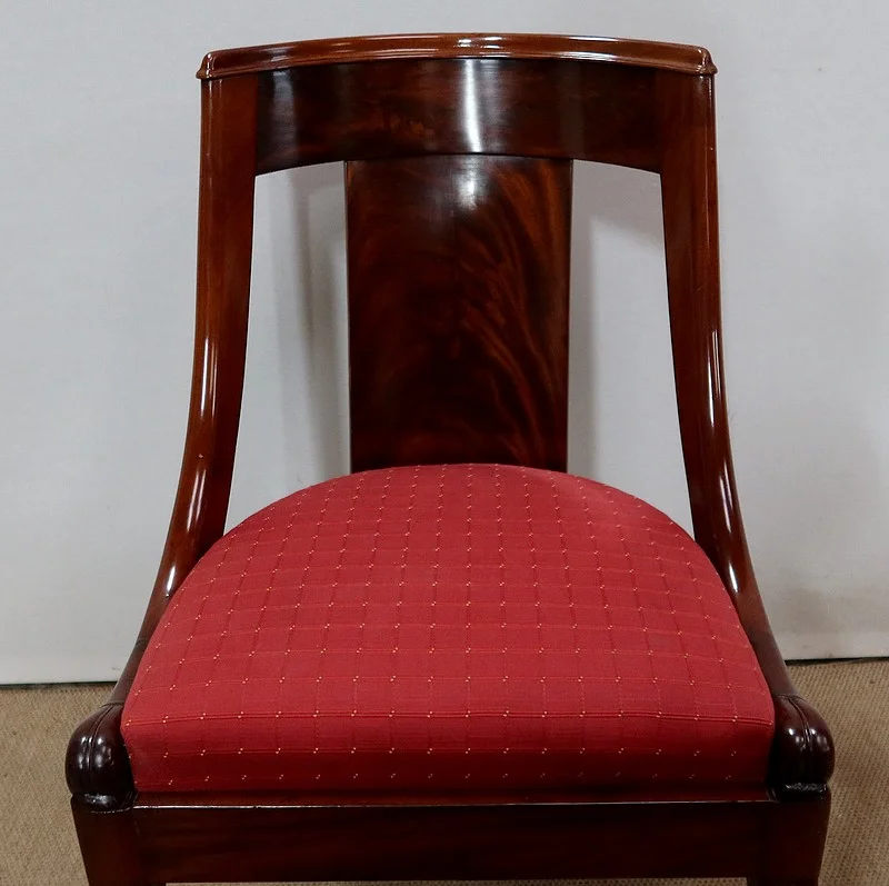 Suite de quatre Chaises Gondoles en Acajou, époque Restauration – 1ère partie du XIXe