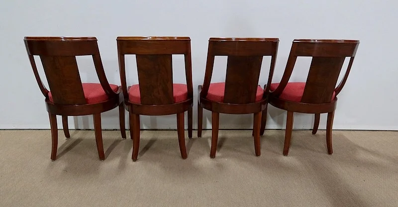 Suite de quatre Chaises Gondoles en Acajou, époque Restauration – 1ère partie du XIXe