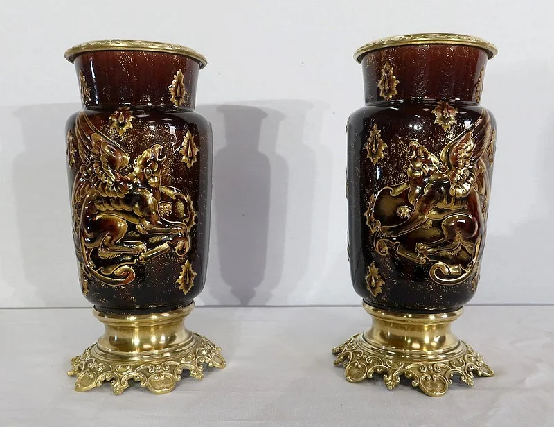 PAIR OF VASES  by Edouard GILLES
