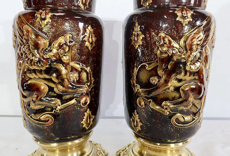 PAIR OF VASES  by Edouard GILLES