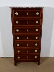 Petit Semainier en Acajou de Cuba et Acajou clair, époque Louis XVI – XVIIIe