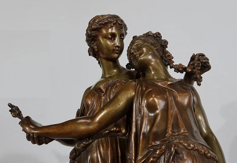 Important Bronze « Jeunes Romaines » de H. Dumaige – XIXe