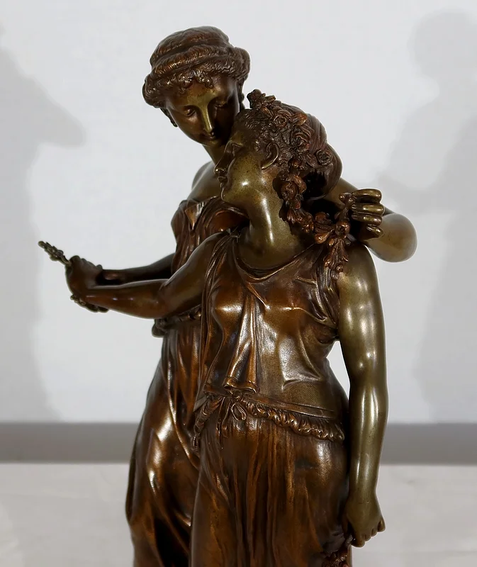 Important Bronze « Jeunes Romaines » de H. Dumaige – XIXe