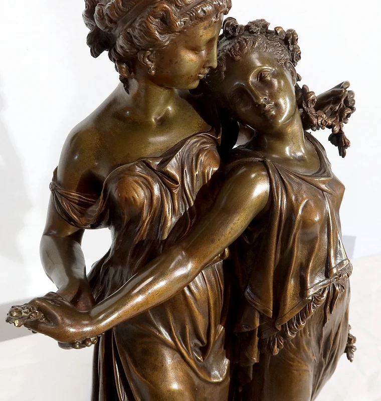 Important Bronze « Jeunes Romaines » de H. Dumaige – XIXe