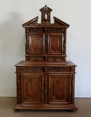 Buffet deux corps diminutif en Noyer, Renaissance – XVIIe