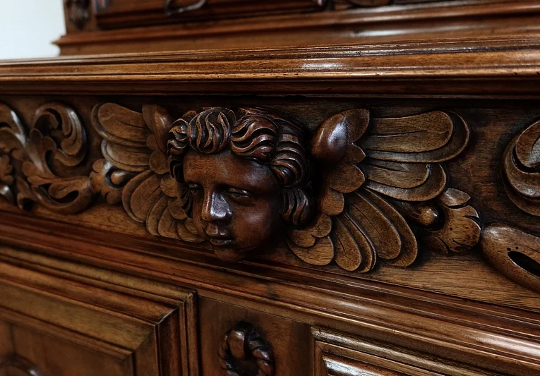 Buffet deux corps diminutif en Noyer, Renaissance – XVIIe
