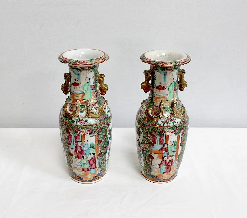 Paire de Vases Canton en Porcelaine, Chine – Fin XIXe