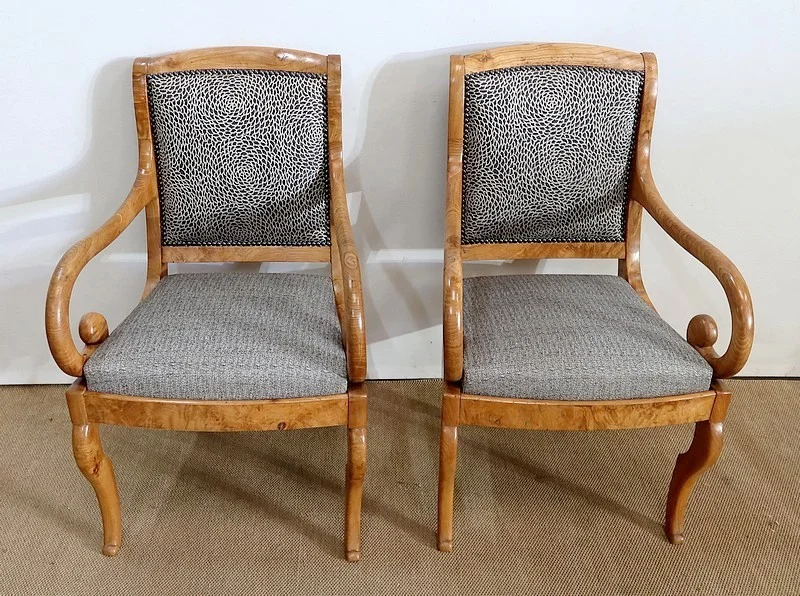 Paire de Fauteuils en Frêne Clair, époque Restauration  / Charles X – Début XIXe
