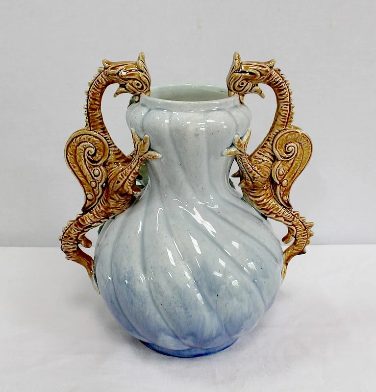 BARBOTINE JARDINIERE AND VASES