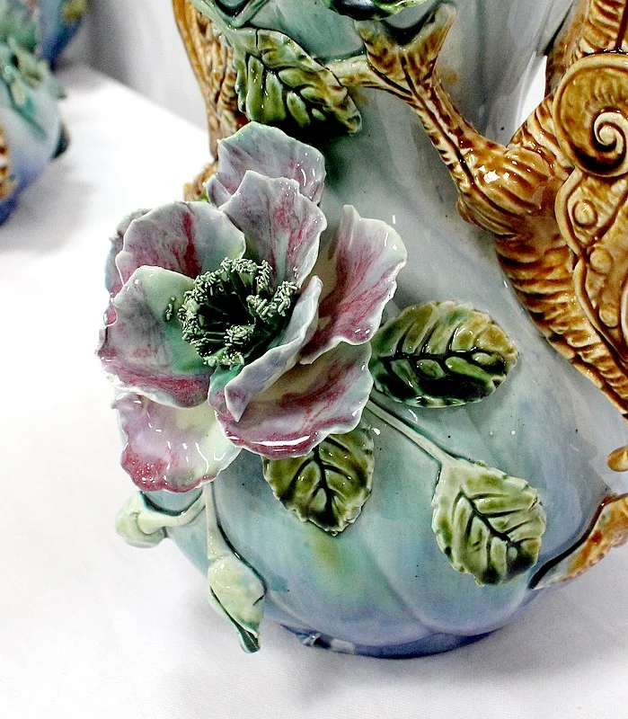 BARBOTINE JARDINIERE AND VASES