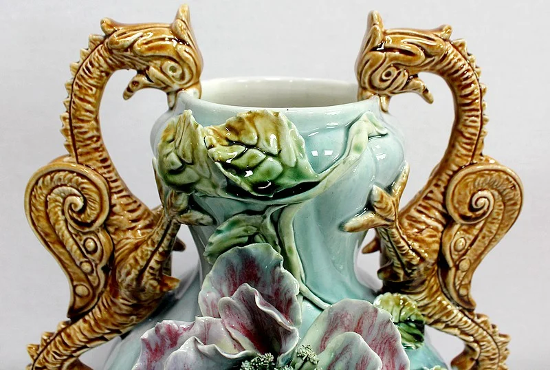 BARBOTINE JARDINIERE AND VASES