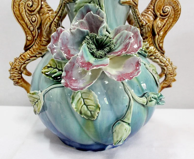 BARBOTINE JARDINIERE AND VASES