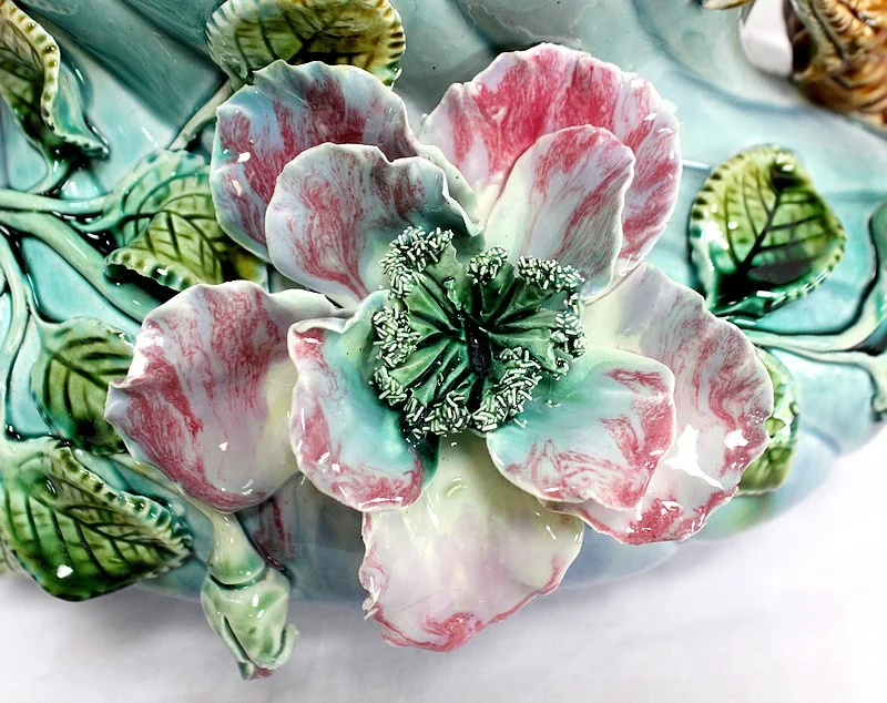 BARBOTINE JARDINIERE AND VASES