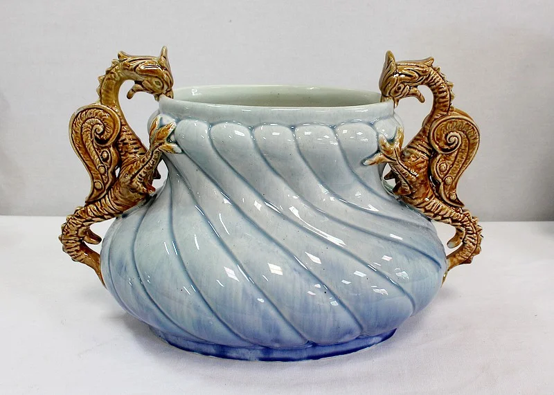 BARBOTINE JARDINIERE AND VASES